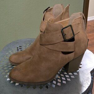 Cityclassified Womens Brown Leather Ankle Booties